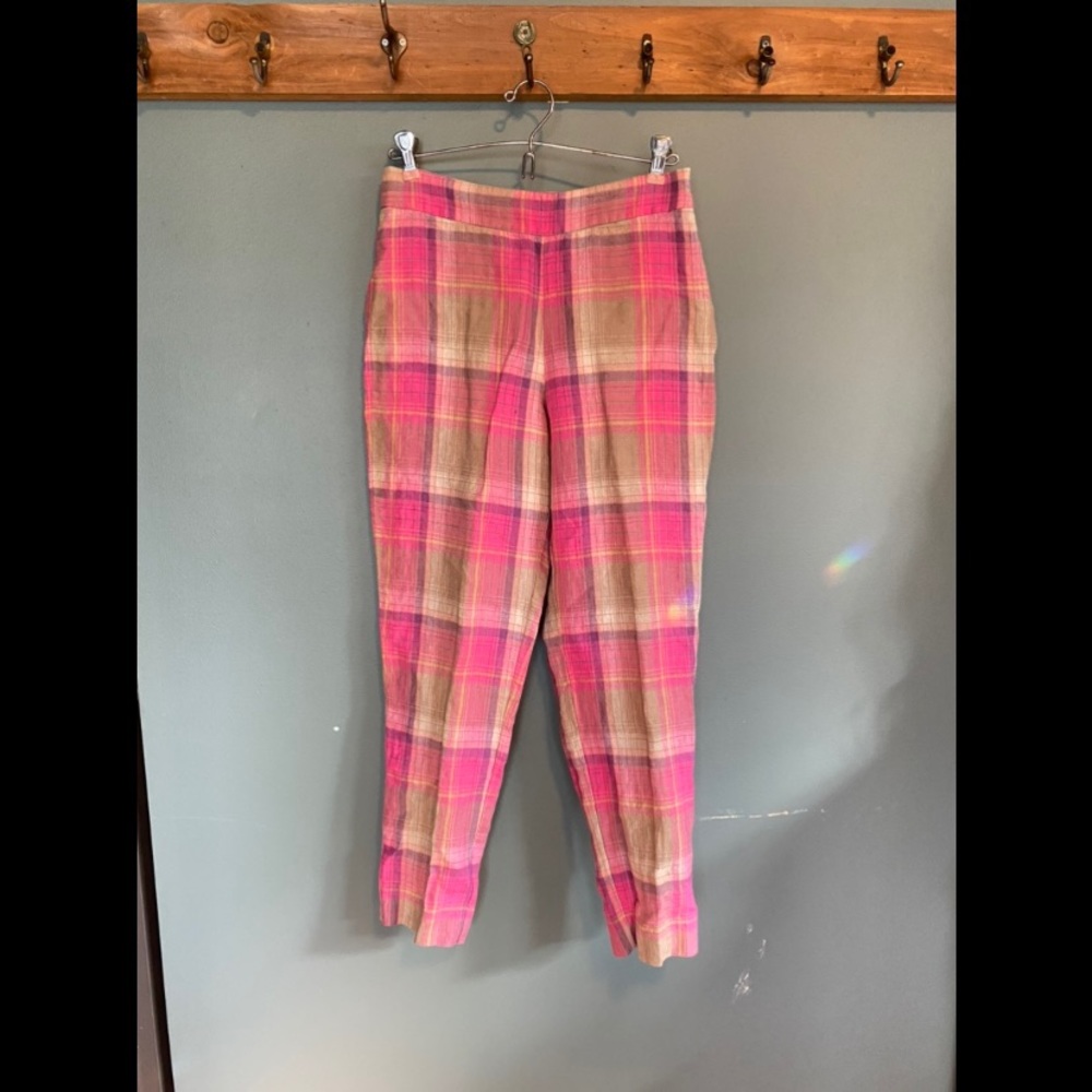 Pendleton Womens Pants Plaid Malibu
Madras Linen Pink Beige Size 2